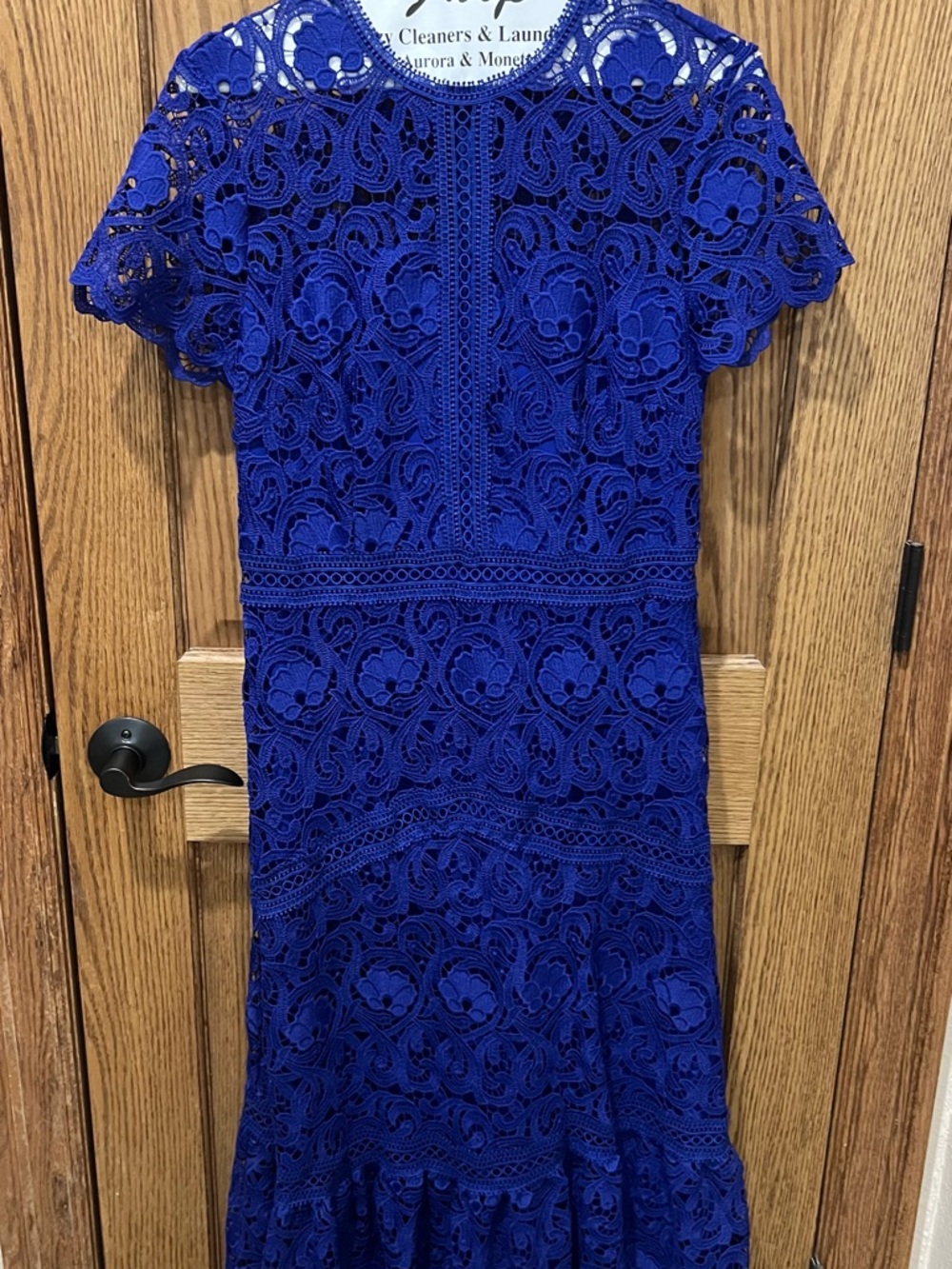 ANTONIO MELANI Royal Blue Lace Midi Dress